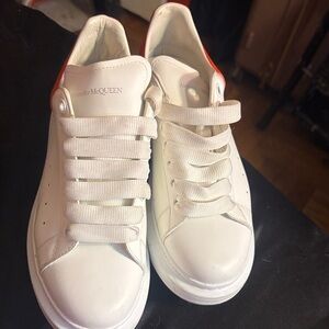 Alexander McQueen White and Red Leather Sneakers